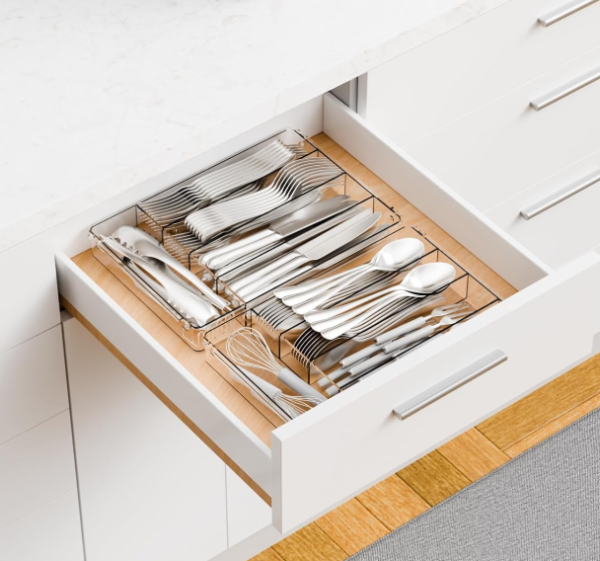 Clear Plastic Cutlery Organizer Tray