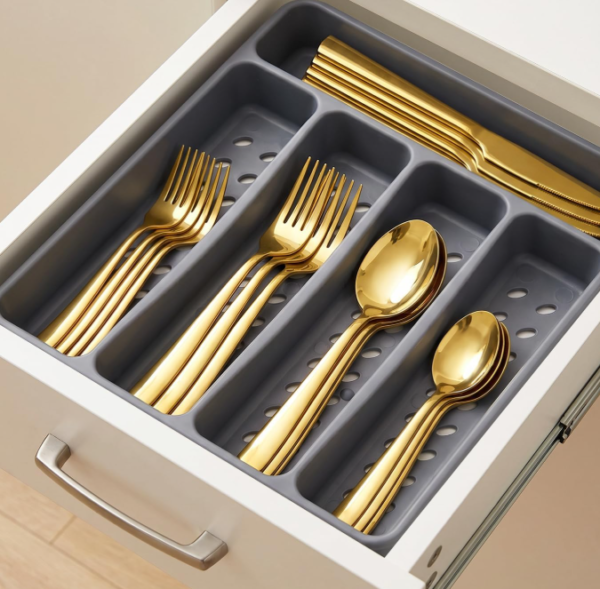 Gold Stainless Steel Drawer Cutlery Organizer