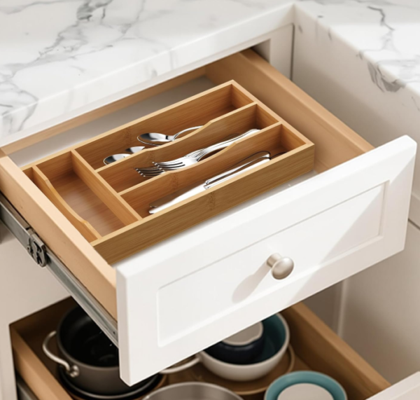 Small Bamboo Cutlery Organizer Tray