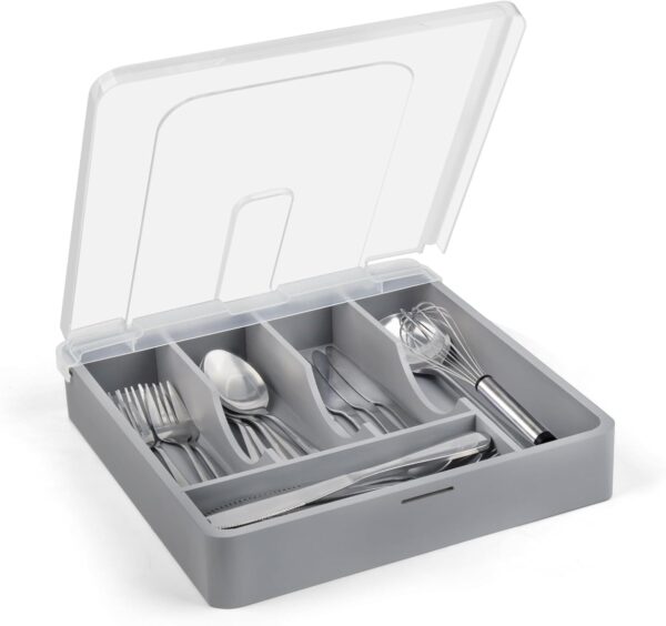 Bamboo Drawer Cutlery Organizer With Lid