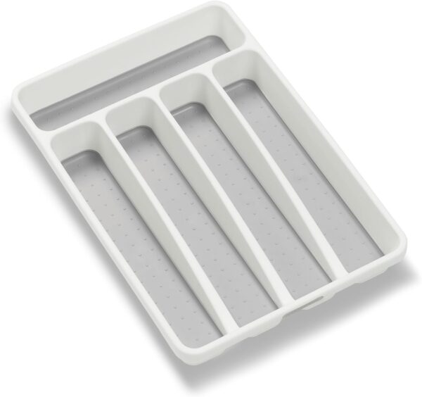 White Non-Slip 5-Compartment Drawer Cutlery Organizer